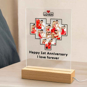 Father's Day Gift Custom Photo Plaque Personalized Glass Nightlight Gift