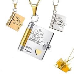 Personalised My Little Star Book Necklace - Engraved Message Locket for Daughter