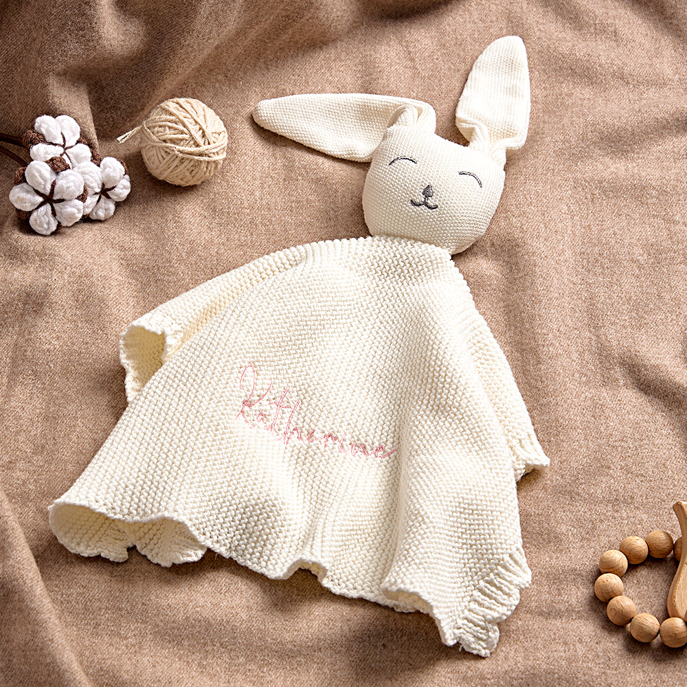 Soft bunny comfort towel laid out to show the plush cotton texture and embroidery.