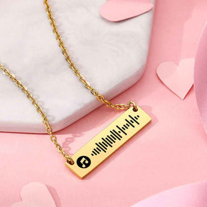 Personalized Bar Necklace Music Code Necklace Engraved Name Stainless Steel Necklace Gift