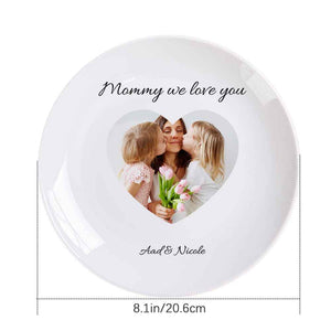 Custom Mother's Day Photo Plate Ceramic White Dinner Plate With Name Tableware