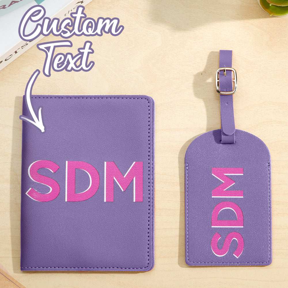 Lifestyle travel shot of personalised monogram passport holder on a travel-ready suitcase — stylish personalised travel accessories for women