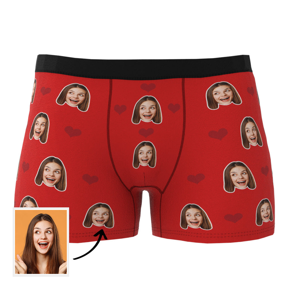 Custom Photo Heart Boxer Briefs | Personalised Men's Underwear