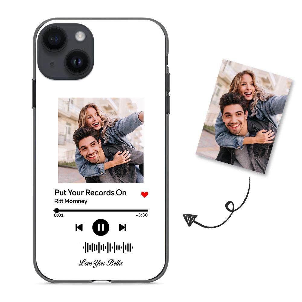 Custom Scannable Music Code Glass iPhone Case - Personalised Photo & Music