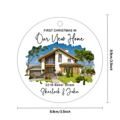 Personalised New Home Photo Hanging Ornament - Custom Watercolour Housewarming Gift