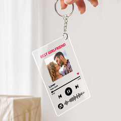 Personalised Music Code Photo Keychain & Night Light - Acrylic Gift for Her
