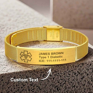 Personalized Emergency Medical Alert ID Bracelet with Text Adjustable Bracelet Gift for Diabetes Epilepsy Autism