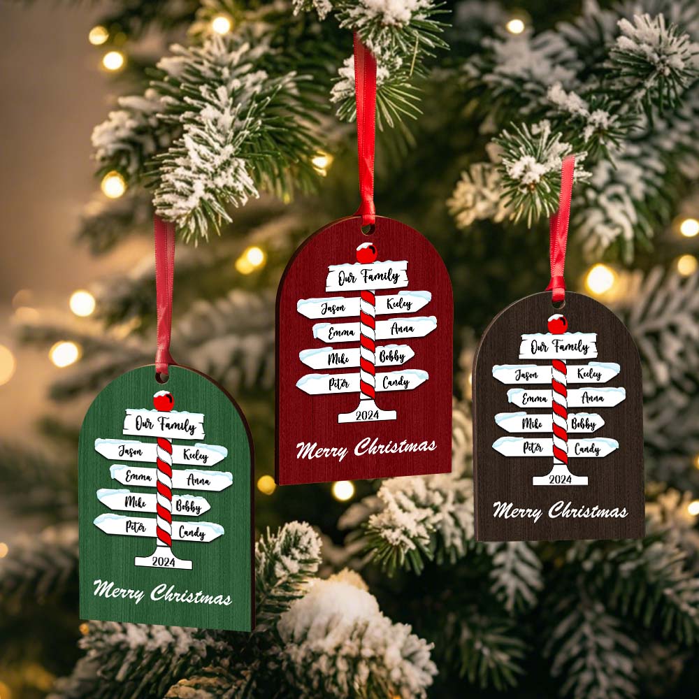 Personalised Family Name Christmas Ornament - Custom Wooden Keepsake