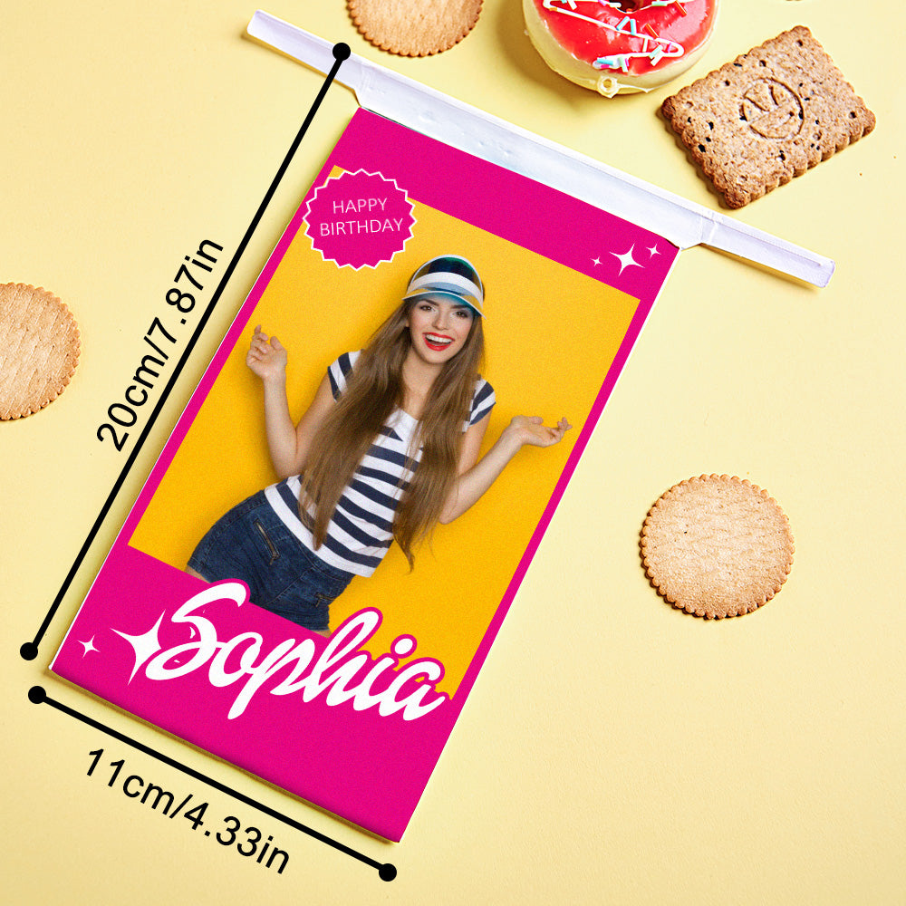 Rear view highlighting durable, hand-finished seams of girls personalised kraft paper treat bag – keepsake party favour