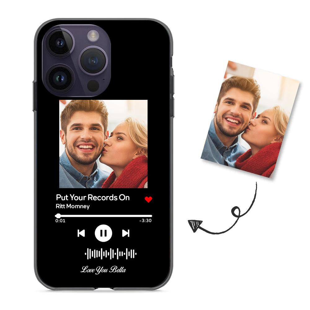 Custom Scannable Music Code Glass iPhone Case - Personalised Photo & Music