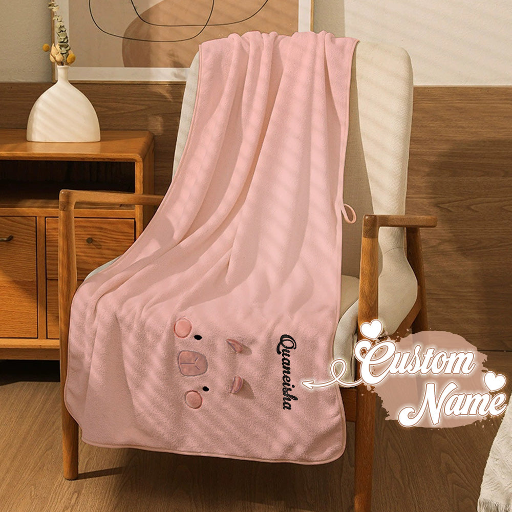 Personalised bath towel with embroidered name in ultra-soft coral fleece – luxury gift for her, 70x140cm