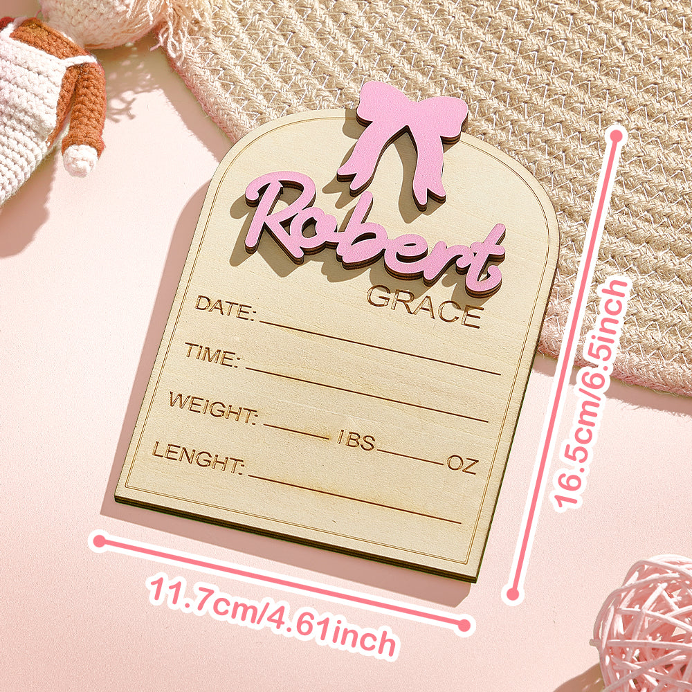 Carefully packaged personalised baby plaque with coquette bow, ready to send as a new mum gift