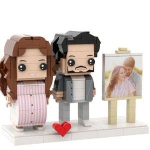 Full Body Customizable Pregnancy Gift 2 People Brick Figures with Photo Anniversary Gift New Mom Gift