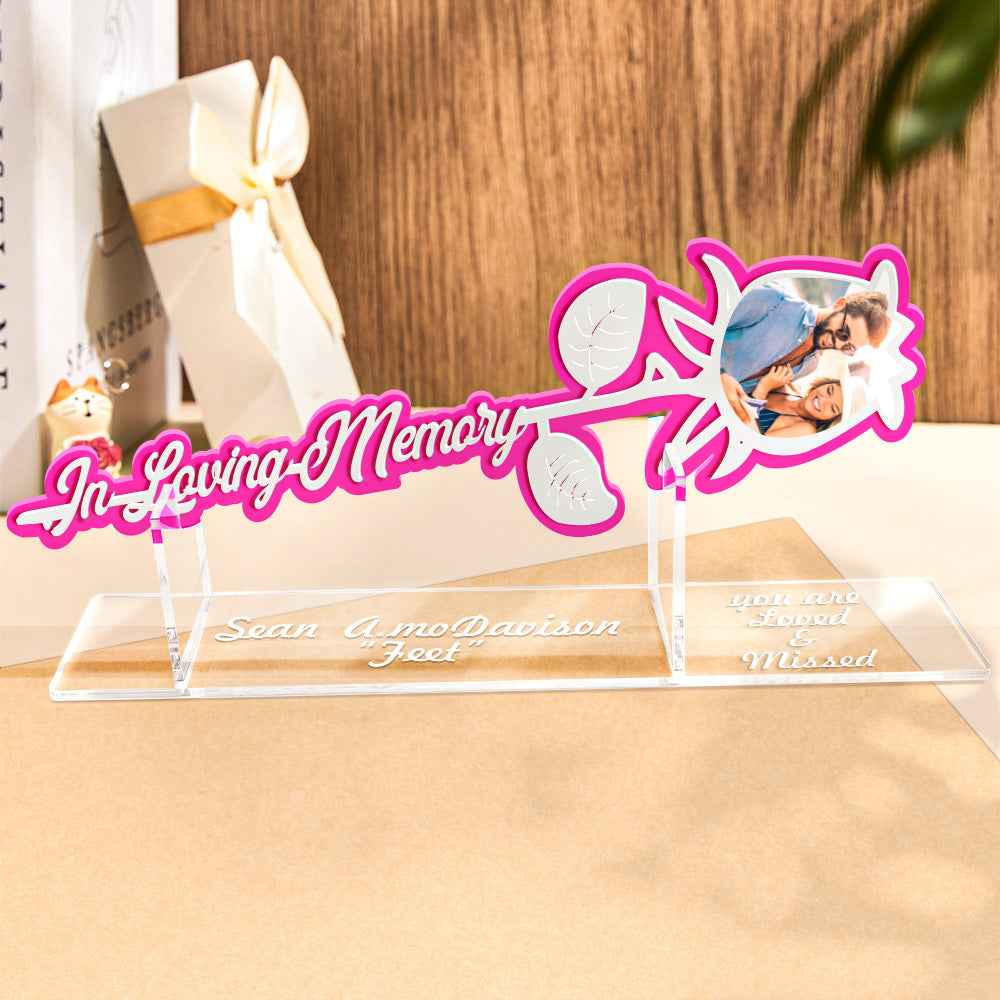 Personalized Rose Acrylic Ornament Custom Photo In Loving Memory Rose Sign