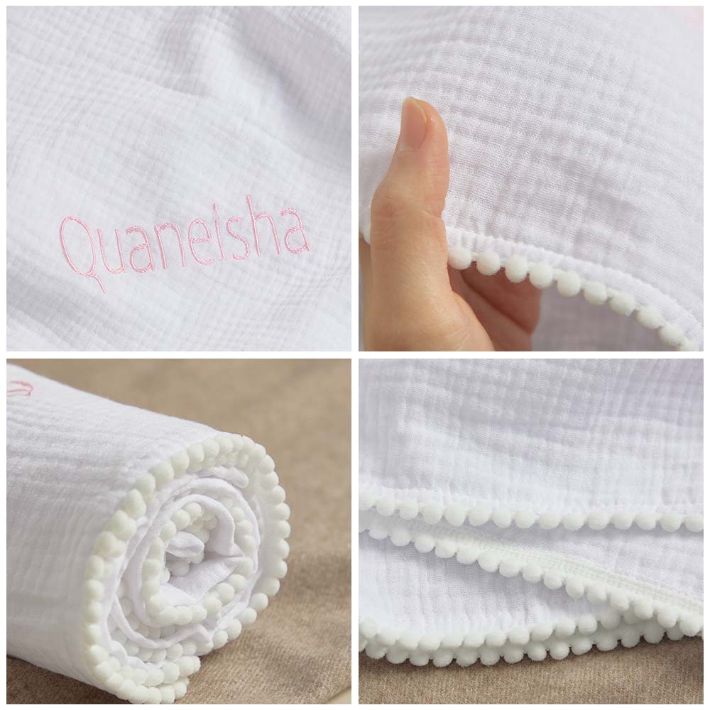 Product image showcasing the natural colour and texture of the personalised swaddle.