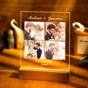 Personalized I Love You Acrylic Night Light with Pictures and Names