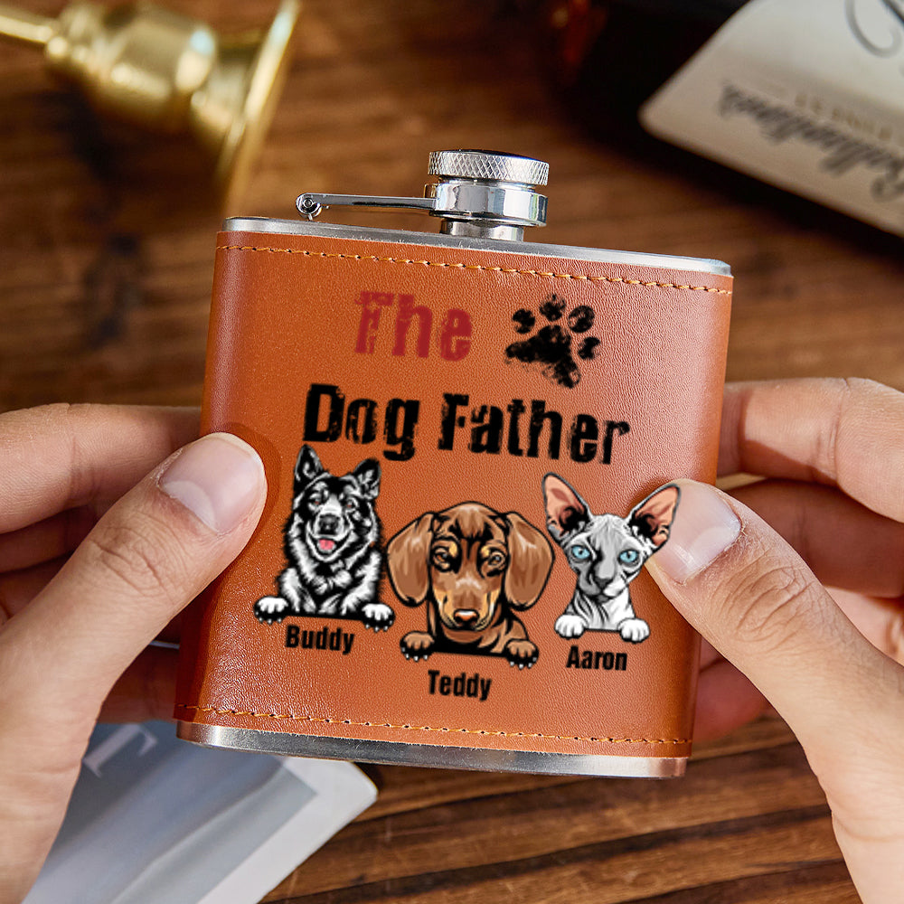 Close-up of premium PU leather texture on personalised whisky flask — superior grip and insulation compared with bare metal