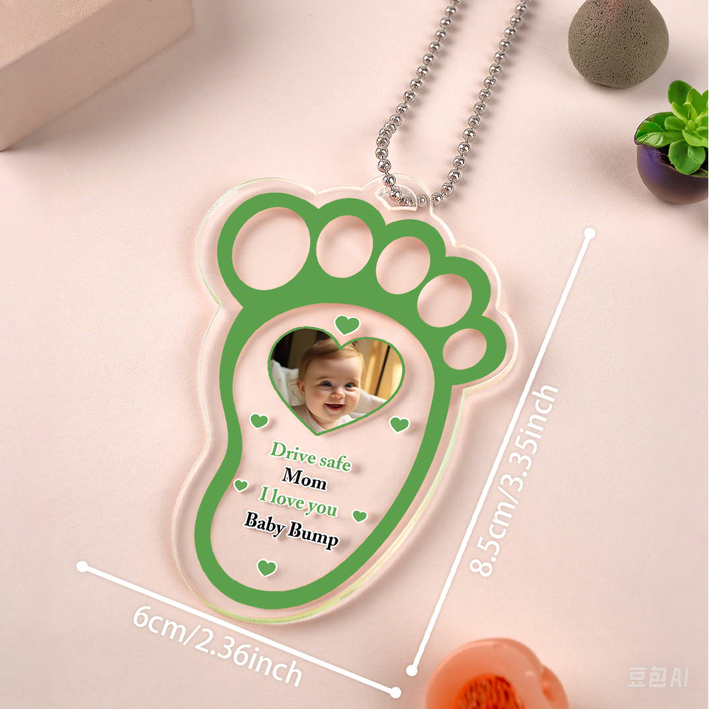 Close-up showing space for custom text on the acrylic hanger.