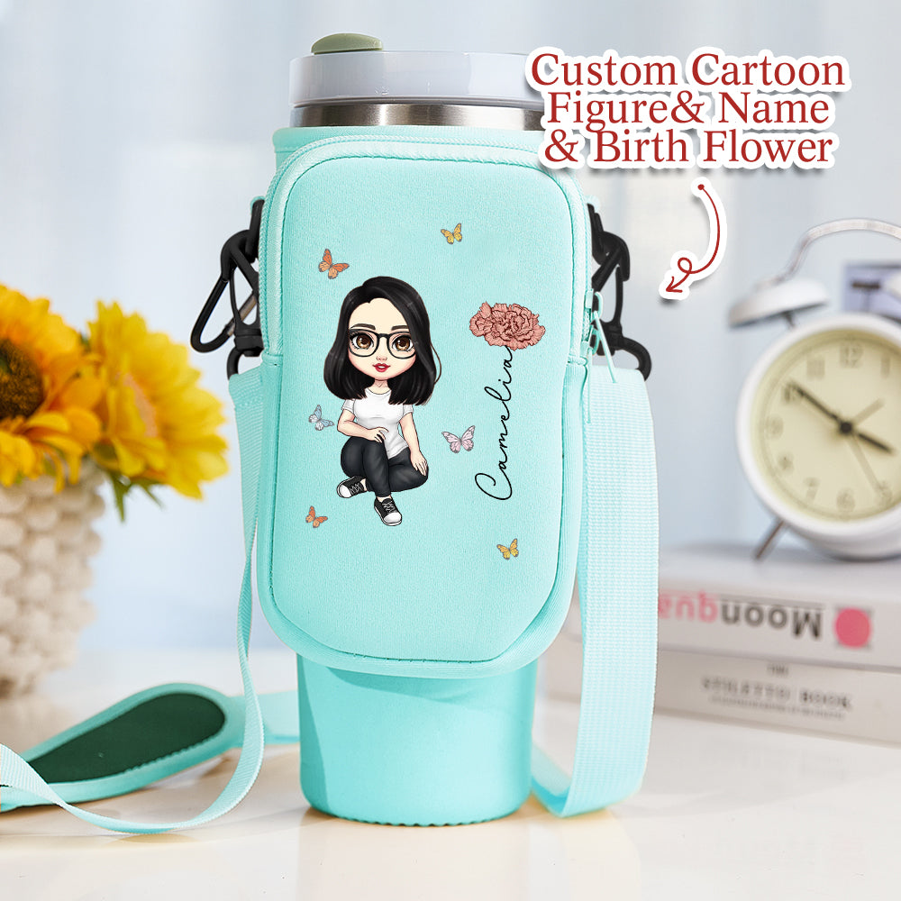 Military-grade waterproof seams and zip detail on personalised neoprene Stanley Cup carrier – protects against spills and condensation