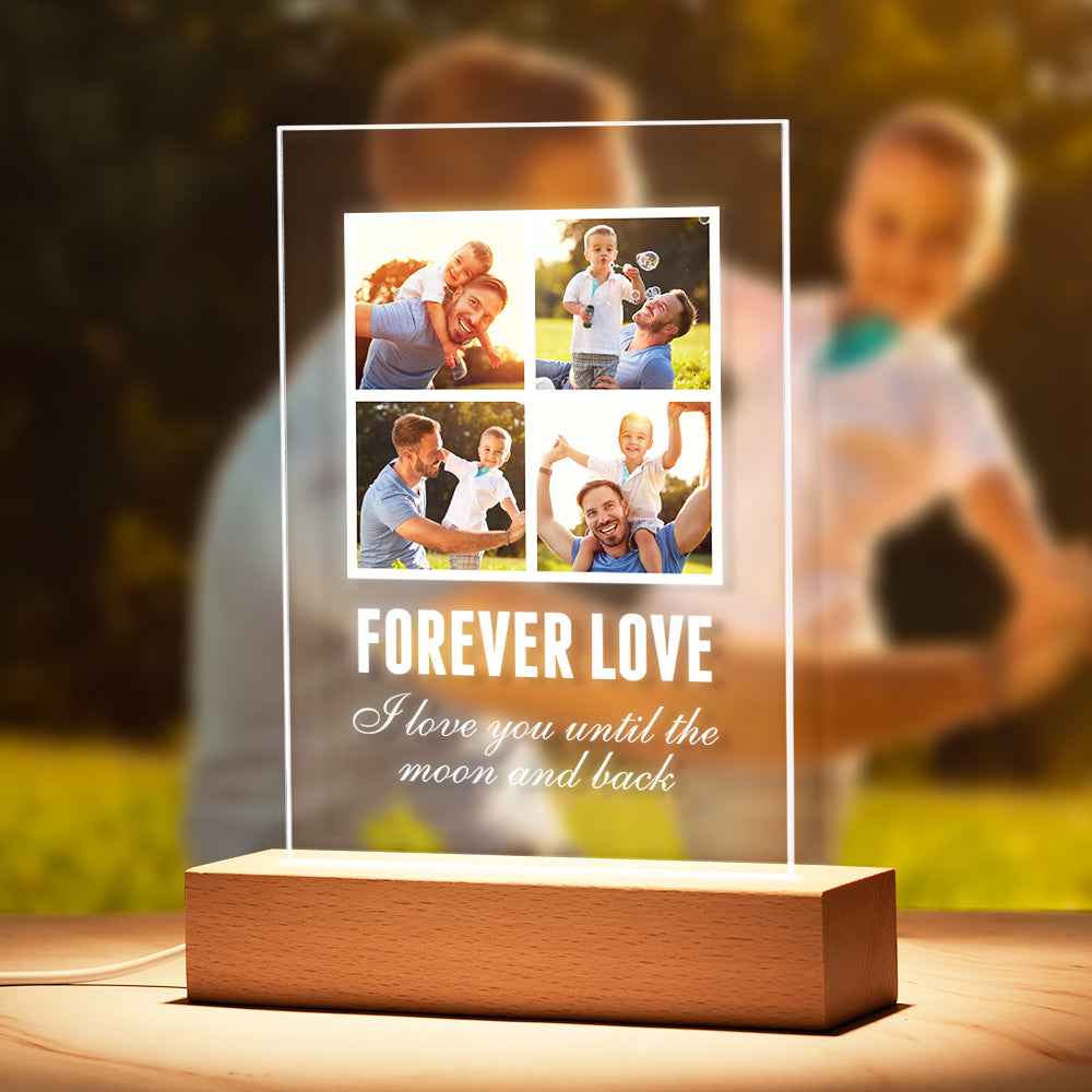 Custom Photo Plaque Wooden Stand Night Light(5.9in x 7.7in), Personalized Photo Strip, Best Friend Gifts