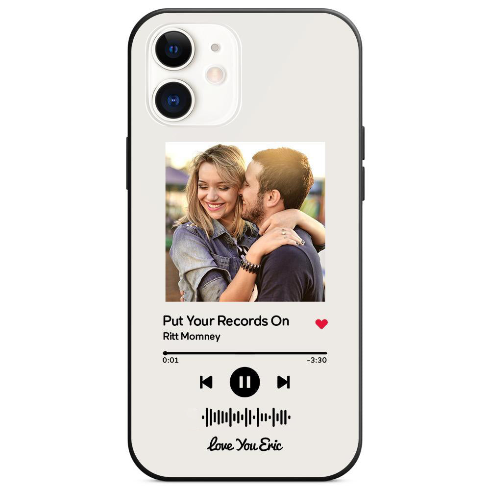Custom Scannable Music Code Glass iPhone Case - Personalised Photo & Music