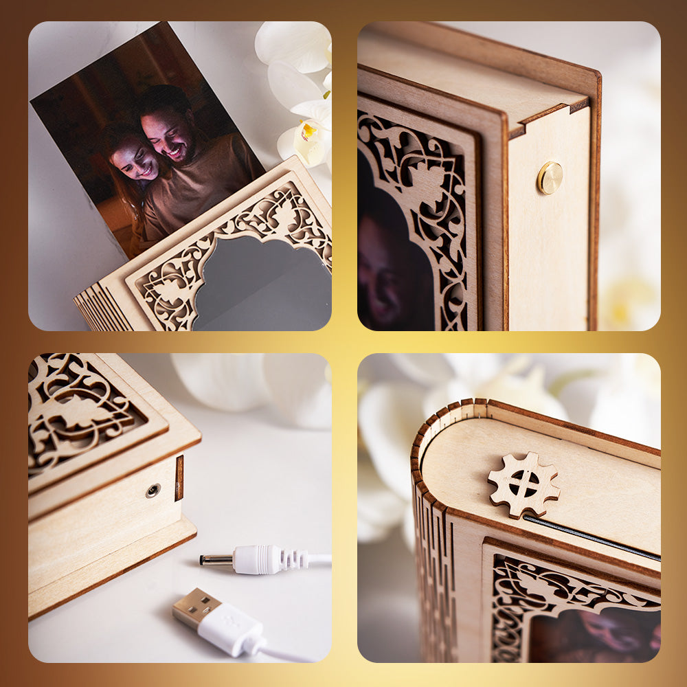 Rear view of personalised grimoire mirror frame showing easel stand and wall hanging fittings for versatile display