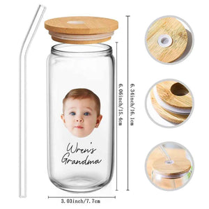 Personalized Face Tumbler Custom Glass Tumbler Glass Can Face Cup Gifts for Grandma