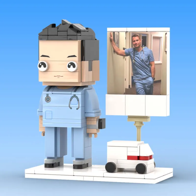 Personalised full-body brick figure presented as a gift — doctor theme keepsake ideal for birthdays, Valentine's Day or Father's Day