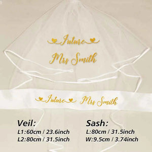 Personalized Bride Veil Sash Set Bride to be Veil Hen Party Accessories
