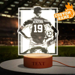 Personalized Soccer Night Light - Perfect Gift for World Cup Fans Round Wooden Base