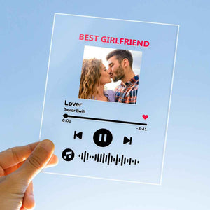 Custom Photo Keychain Music Code Plaque Scannable Music Personalized Acrylic NightLight BestGirfriend Gift