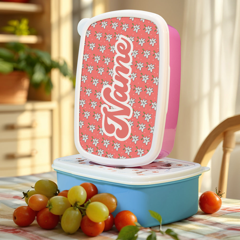 Compact personalised lunch box 18.5cm x 13cm x 6cm fits neatly into school bags – practical personalised gift for boys and girls