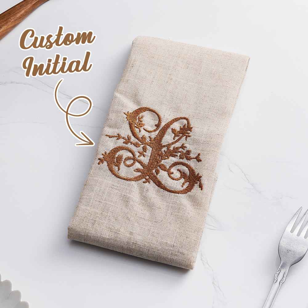 Personalized Linen Napkin with Embroidered Monogram Napkin Wedding Gift for Her