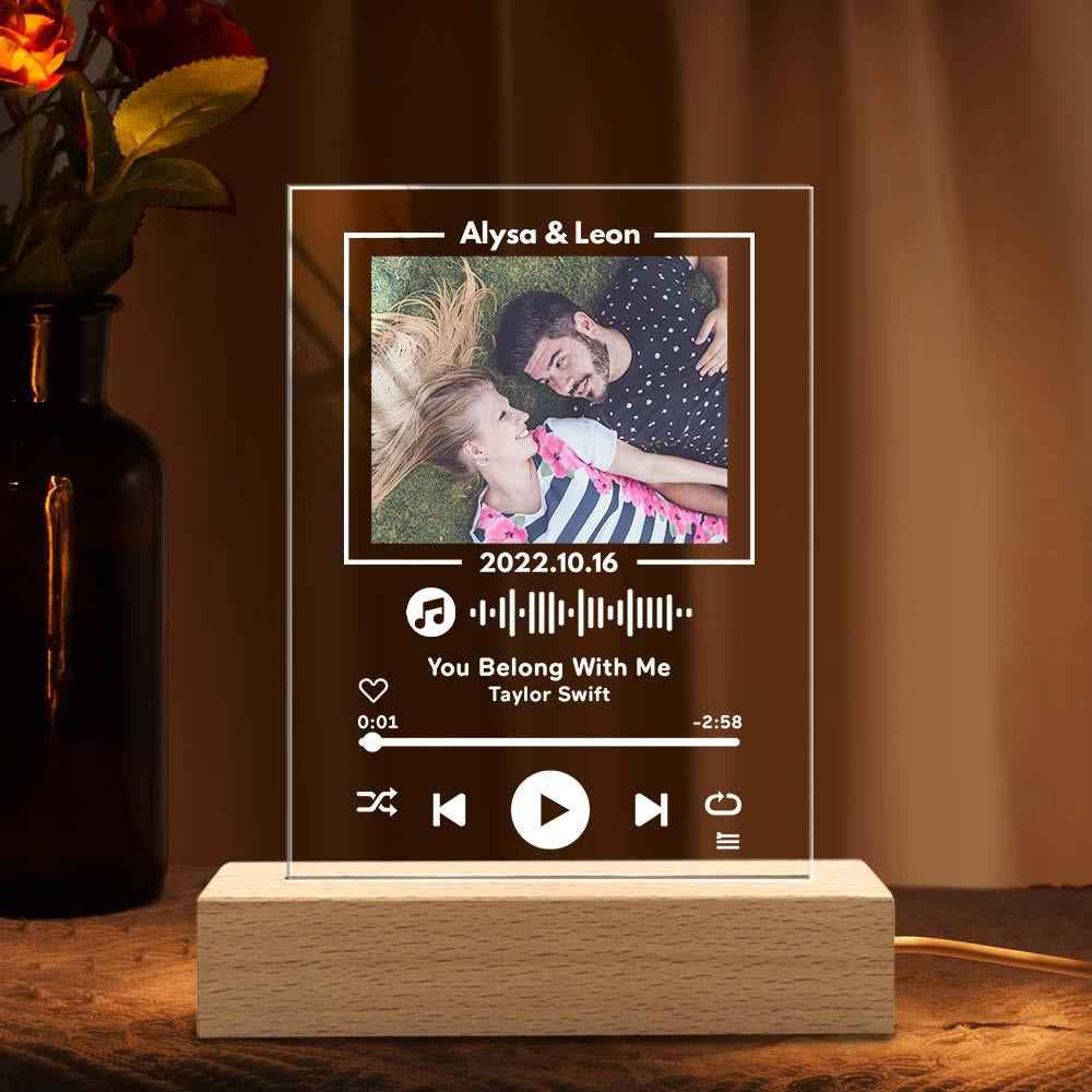 Custom Glass Code Plaque Music Keychain/Plaque 7 Color Night Light Gift For Anniversary