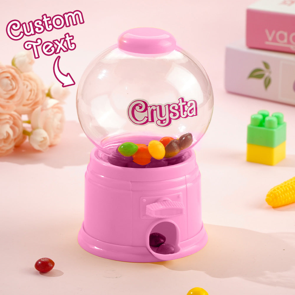 Mini gashapon machine releasing candy and small toys - fun personalised party favour and custom name birthday present for boys and girls