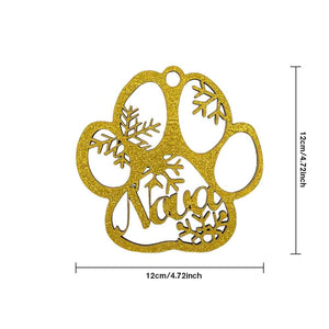Personalized Wood Pet Paw Christmas Ornament