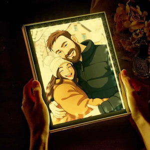 Personalized Mirror Night Light Custom Photo Gibli Style Couple Gifts