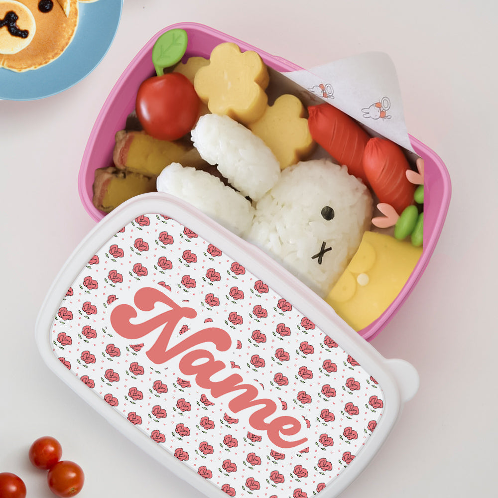 Personalised Name Lunch Box with Cute Flowers Print – Birthday Gift for Kids