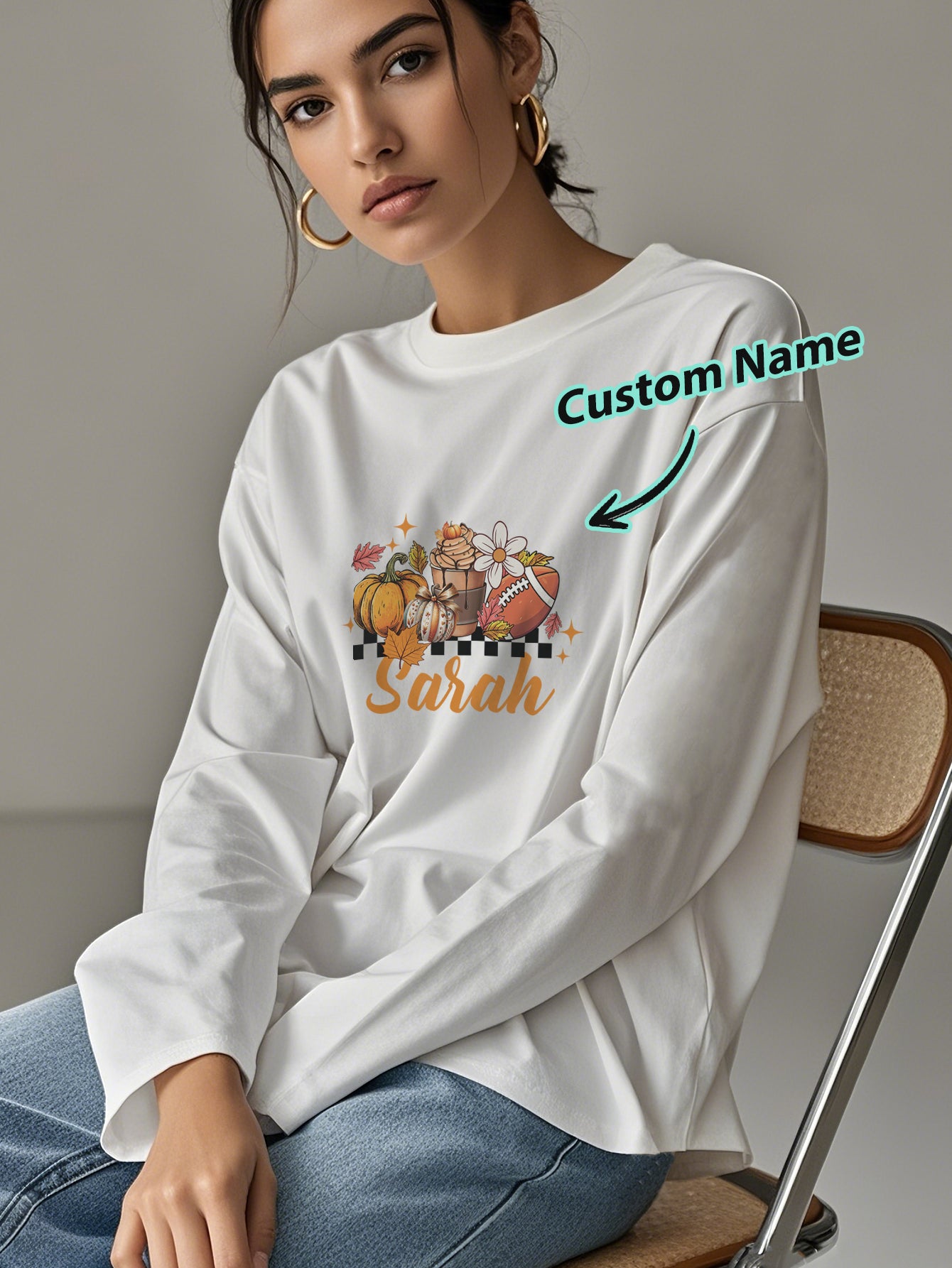 Fabric close-up of polyester personalised Halloween T-shirt showing soft breathable texture and quality stitching