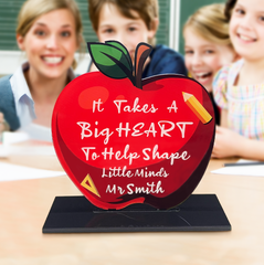 Personalised Apple Teacher Desk Sign - Custom Acrylic Plaque