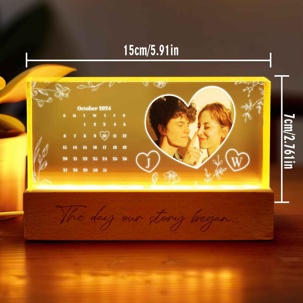 Personalized Calendar Night Light Custom Photo Light Gift for Lover