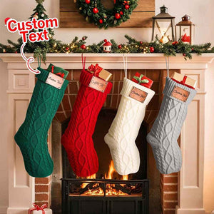 Custom Christmas Stocking Ornament with Personalized Text PU Leather Tag – Holiday & Home Decoration