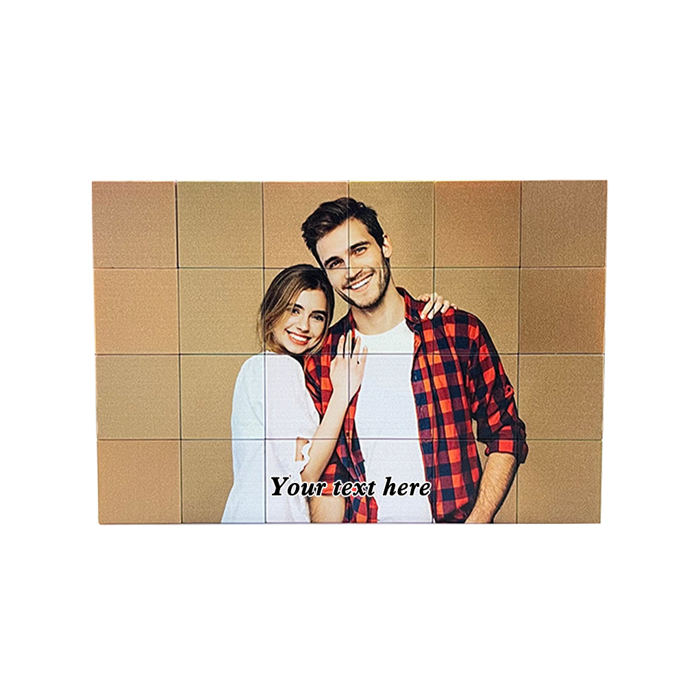 Gift presentation of personalised magnetic building blocks — perfect bespoke photo gift for birthdays, anniversaries and special occasions