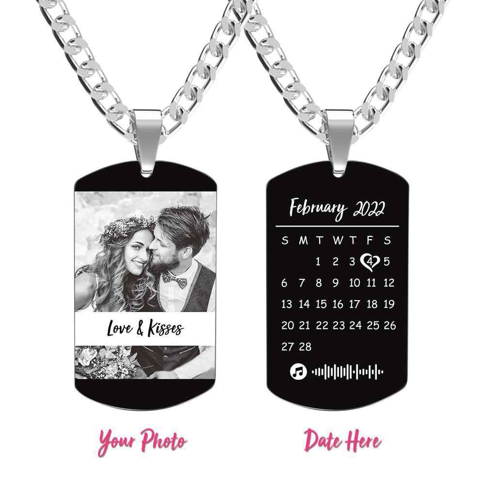Personalized Engraved Photo Necklace With Personalized Calendar Perfect Anniversary Gifts For Lover