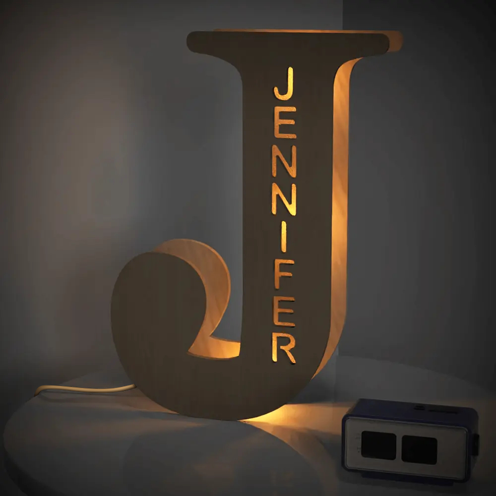 Personalised Wooden Letter Lamp - Custom Name Night Light 19CM - Unique Gift