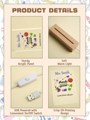 Personalised Engraved Back to School Night Light with Pencil Design - Teacher's Gift & Student Keepsake