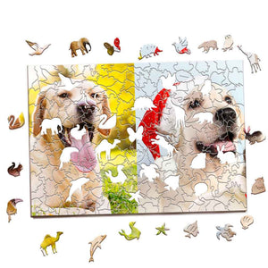 Personalized Animal Wood Puzzle Custom Jigsaw Puzzle with 1-4 Photos