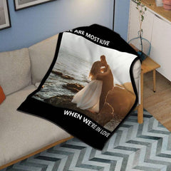 Personalised Fleece Photo Blanket With Custom Text - Soft Keepsake Throw