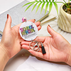 Personalised Glitter Acrylic Beaded Tassel Lanyard with Name - Teacher Gift