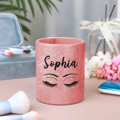Personalized Glitter Color Make Up Brush Holder with Name Birthday Anniversary Gift for Women